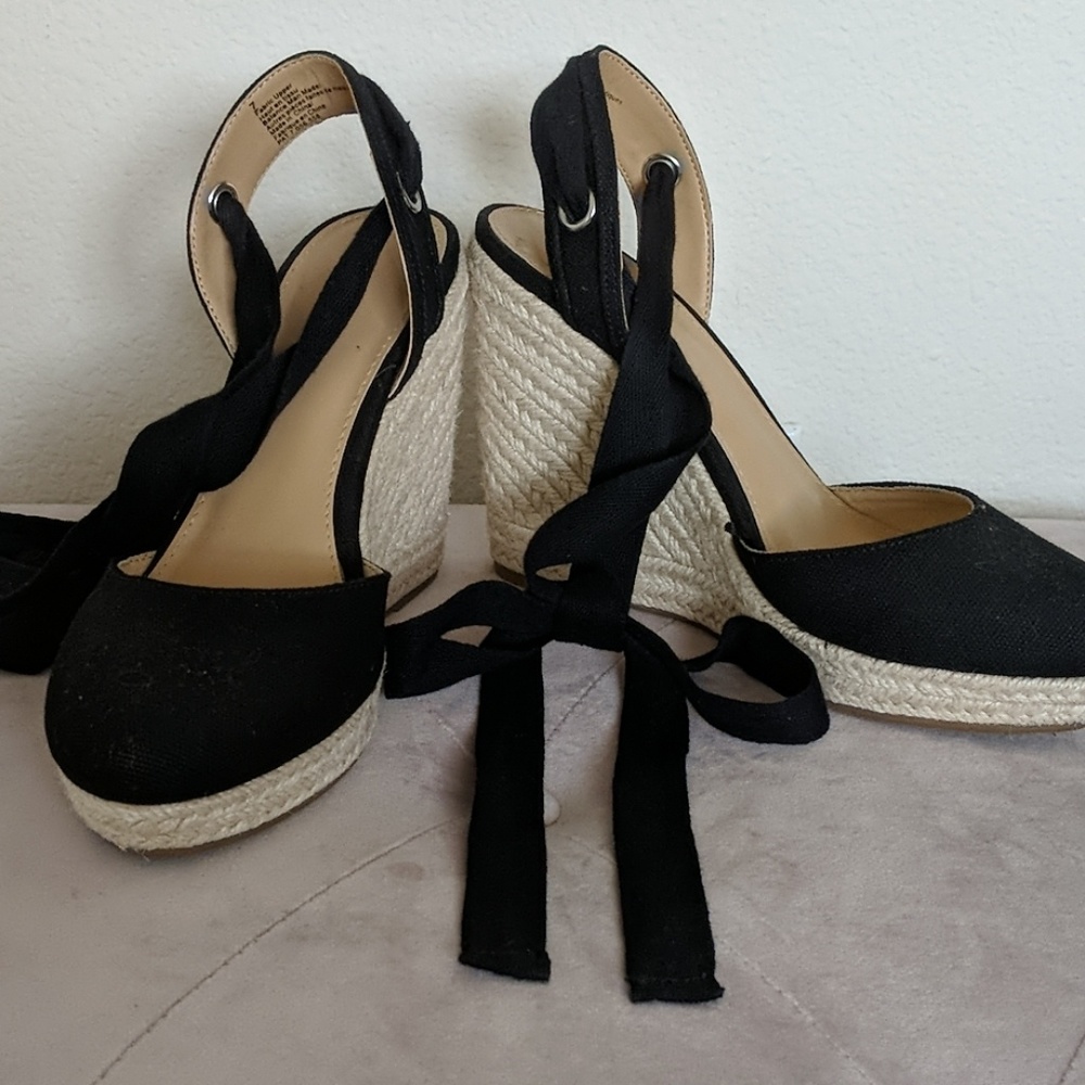 Espadrille Wedges with Ties